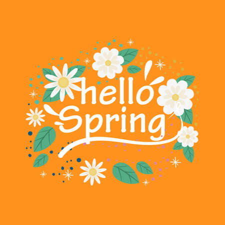 Hello spring banner design vector illustrationのイラスト素材