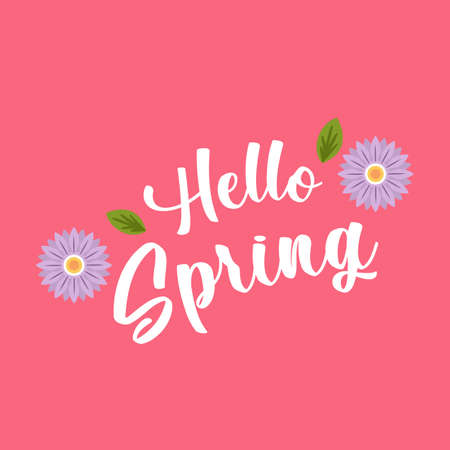 Hello spring banner design vector illustrationのイラスト素材