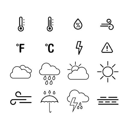 weather icons with White Background Vectorのイラスト素材