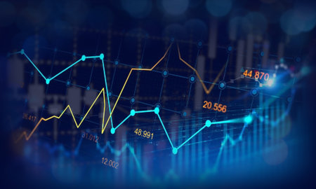 Stock market and trading, digital graph