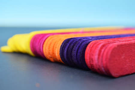 Closeup view of Colourful Ice cream sticks making backgroundの写真素材