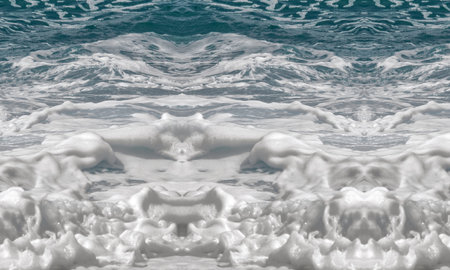 wave smashing foam spray sea water waves background white blue