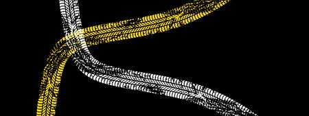 Vector automotive banner template. Grunge tire tracks backgrounds