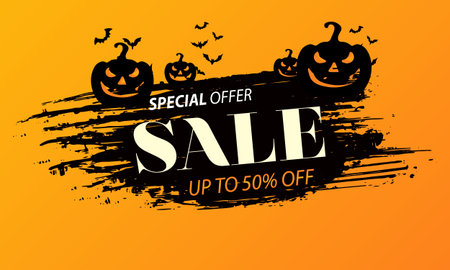 halloween sale banner layout design. vector illustration
