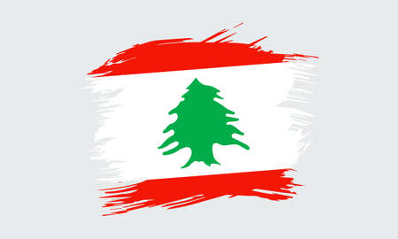 Flag of Lebanon brush stroke backgroundのイラスト素材