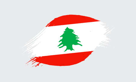 Flag of Lebanon brush stroke backgroundのイラスト素材