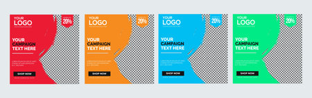 social media post Set of Editable minimal square banner template