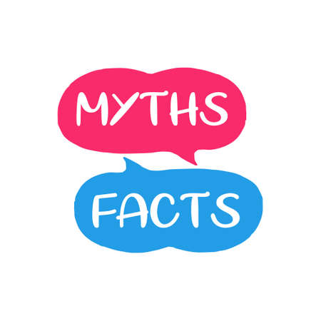 Myths facts. Speech bubble icons. Vector illustration on white backgroundのイラスト素材