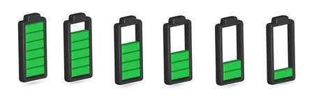 Battery charge indicator icons 3d vector graphicsのイラスト素材