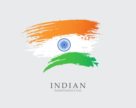 Flag of India Brush strokes drawn by hand Vector illustration on white background Independence Day