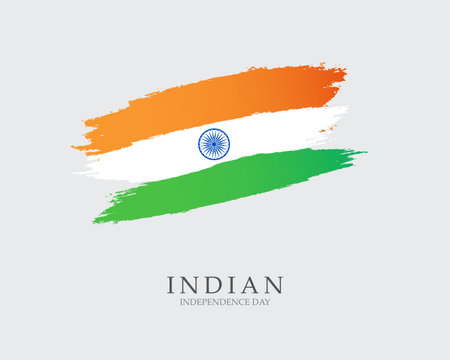 Flag of India Brush strokes drawn by hand Vector illustration on white background Independence Day