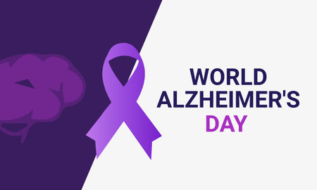 World Alzheimer's Day concept Neon light with purple awareness ribbon Colorful vectorのイラスト素材