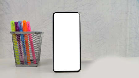 Mock-up smart phone empty screen. smart phone mockupの写真素材
