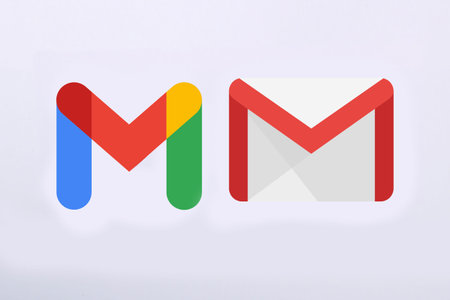 Bahawalpur, Pakistan - July 15, 2021:Google Mail service - GMail old and new icons printed on white...