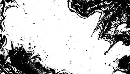 Swirled and curled stripes and brush strokes texture. Marble or acrylic atrwork imitation. Cool and swirly background. Abstract vector illustration. Black isolated on whiteのイラスト素材