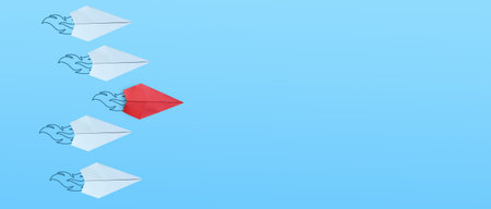 Paper planes on white background. Business competition concept