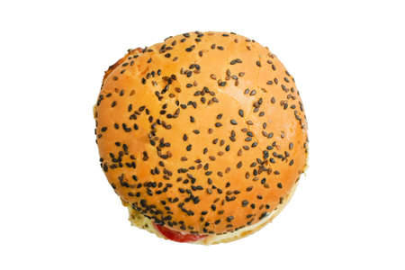 tasty burger isolated on white backgroundの写真素材