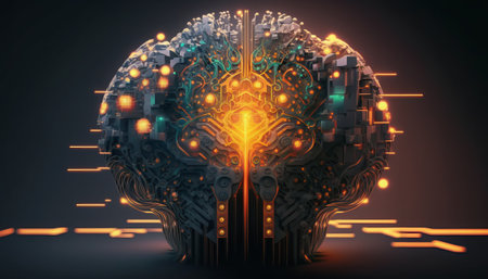 Abstract artificial intelligence brain technologyの素材