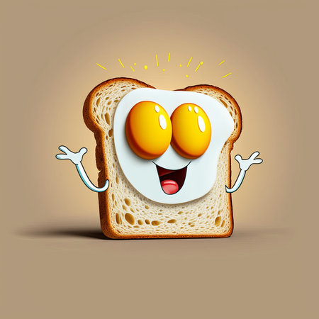 Cartoon Fried Egg on Toast Characterの素材