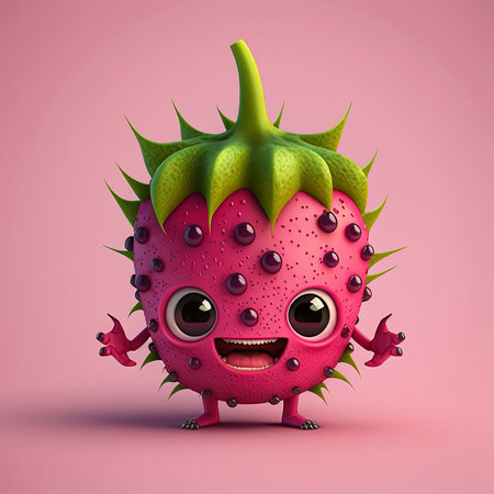 Cute Cartoon Dragonfruit Characterの素材