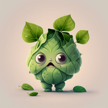 Cute Cartoon Cabbage Characterの素材