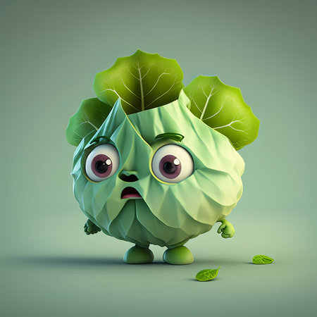 Cute Cartoon Cabbage Characterの素材