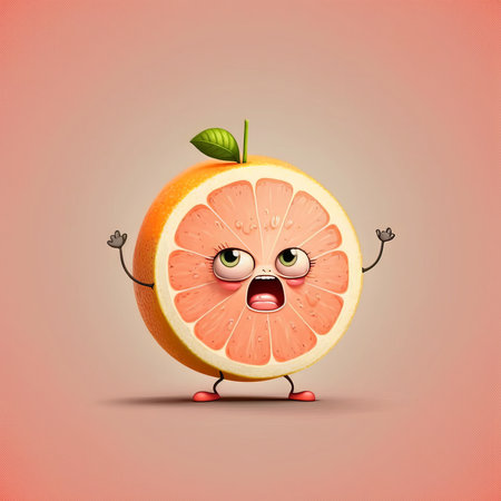 Cute Cartoon Grapefruit Characterの素材