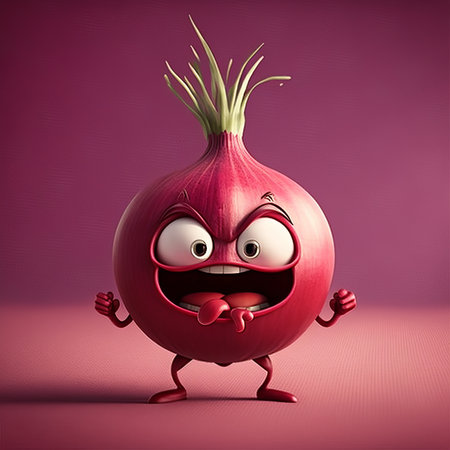 Cute Cartoon Red Onion Characterの素材