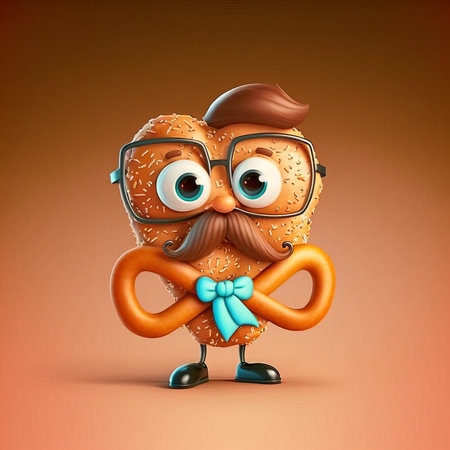 Cute Cartoon Pretzel Characterの素材
