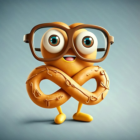Cute Cartoon Pretzel Characterの素材