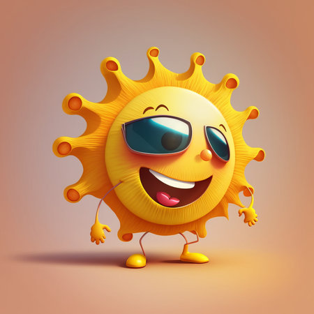 Cute Cartoon Sun Characterの素材