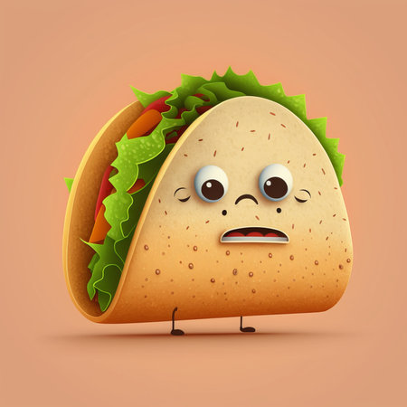Cute Cartoon Taco Characterの素材