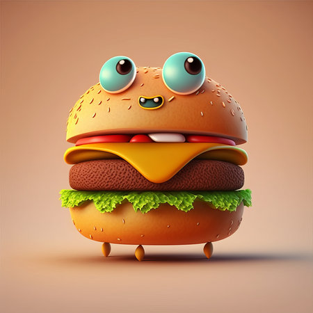 Cute Hamburger Character, Cute Hamburger Characterの素材