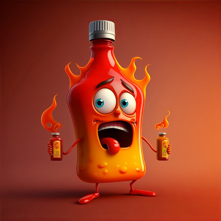 Flaming Hot Sauce Bottle Characterの素材