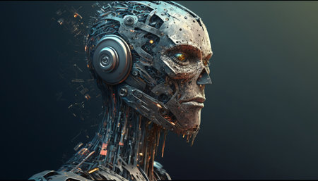 Portrait of cyborg robot headの素材