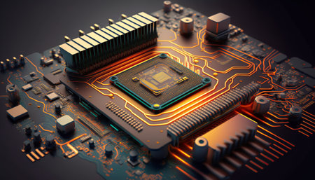 Processor chipset and circuit board backgroundの素材