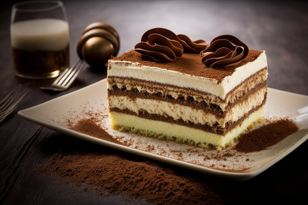 Toning selective focus homemade tiramisu cake, a traditional Italian dessertの素材