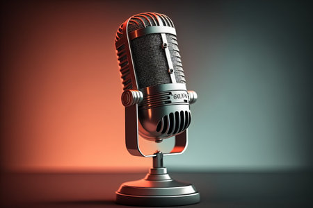 Studio microphone illustration for podcast, colorful gradient backgroundの素材