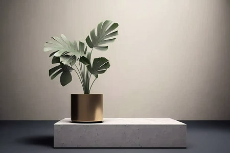 platform podium with plant product presentation backgroundの素材