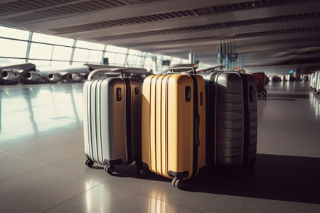 airport with luggage suitcasesの素材
