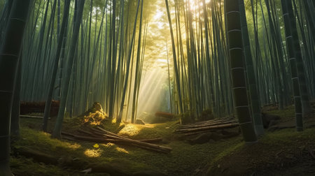 Bamboo forest in the morning lightの素材