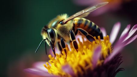 Bee on a flower, Macro shot, Shallow depth of fieldの素材