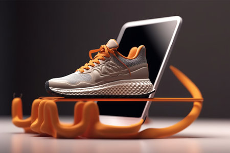 Concept of e-commerce, online shopping of male sports shoeの素材