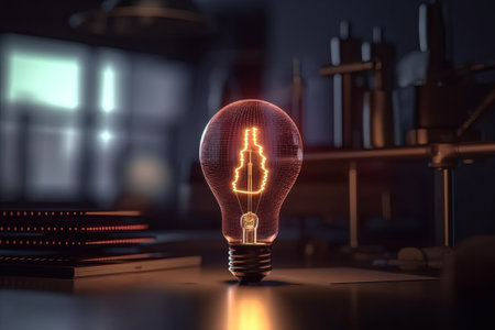 Double exposure light bulb and statistical graphの素材