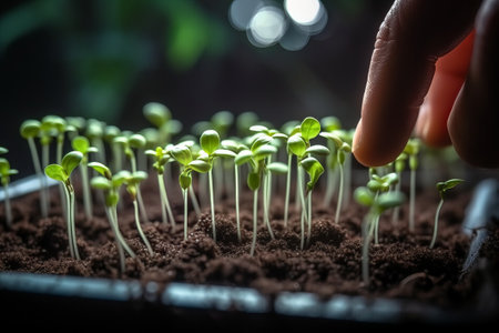 growing green plants in germinate from seedの素材
