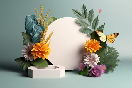 Spring product podium with flowersの素材