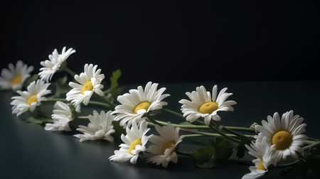 White daisies on a dark backgroundの素材