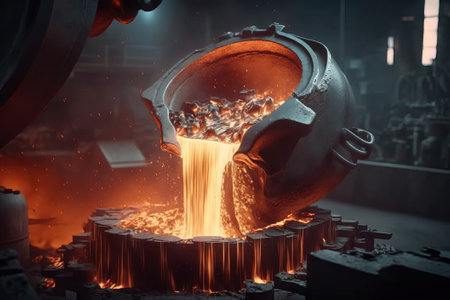 Molten metal in a metallurgical plant. molten metal in a metallurgical plant.の素材