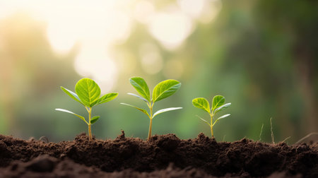 Green seedling illustrating concept of new life and eco-friendly growingの素材