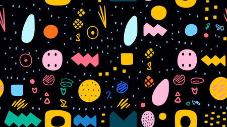 Seamless pattern with abstract shapes in doodle style. Vector illustration.